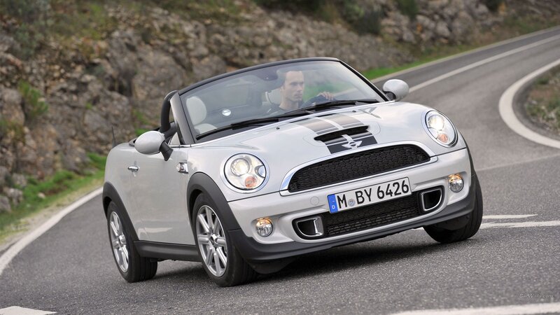 Silver Convertible Car — Dynamic, Mountain