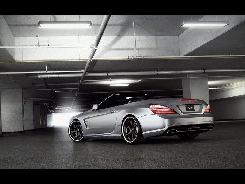 Silver Convertible Car — Gray, Dramatic, 3d Render, Parking Garage