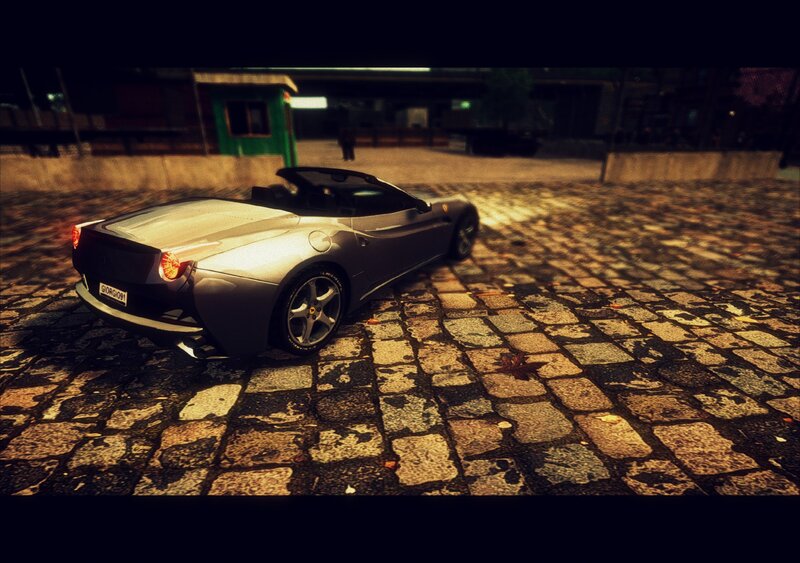 Silver Convertible Car — Gray, Dramatic, Night, 3d Render