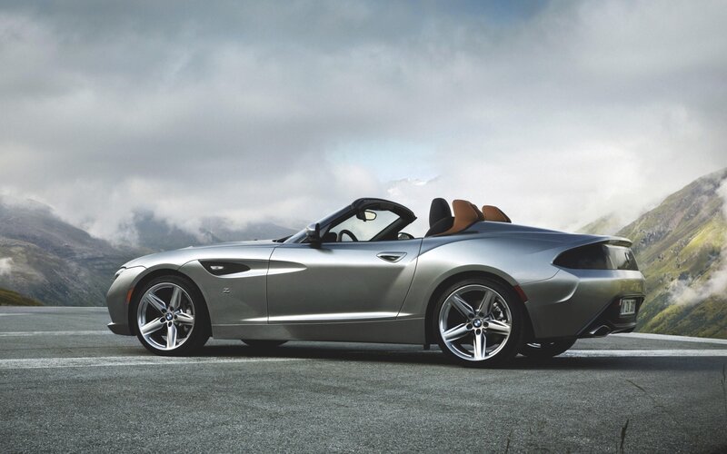Silver Convertible Car — Gray, Dramatic, Photograph, Mountains, Road