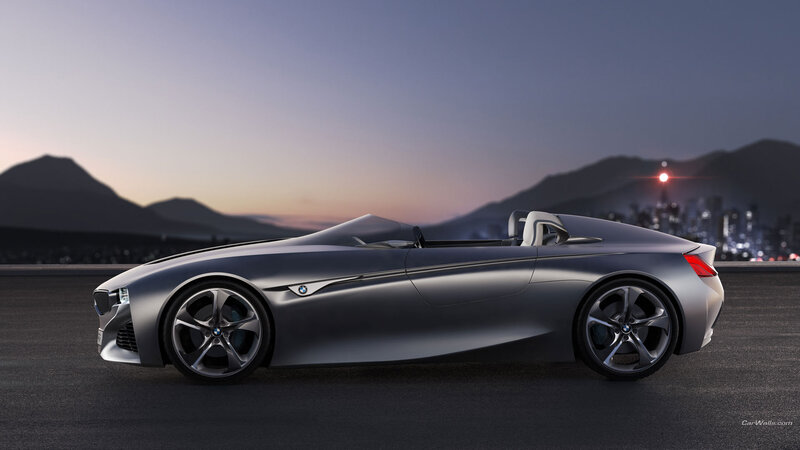 Silver Convertible Car — Gray, Dramatic, Sunset, Digital Art