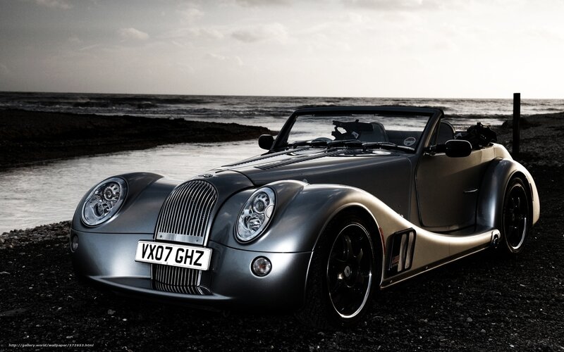 Silver Convertible Car — Gray, Dramatic, Sunset, Photograph, Beach