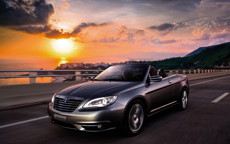 Silver Convertible Car — Gray, Dramatic, Sunset, Photograph, People