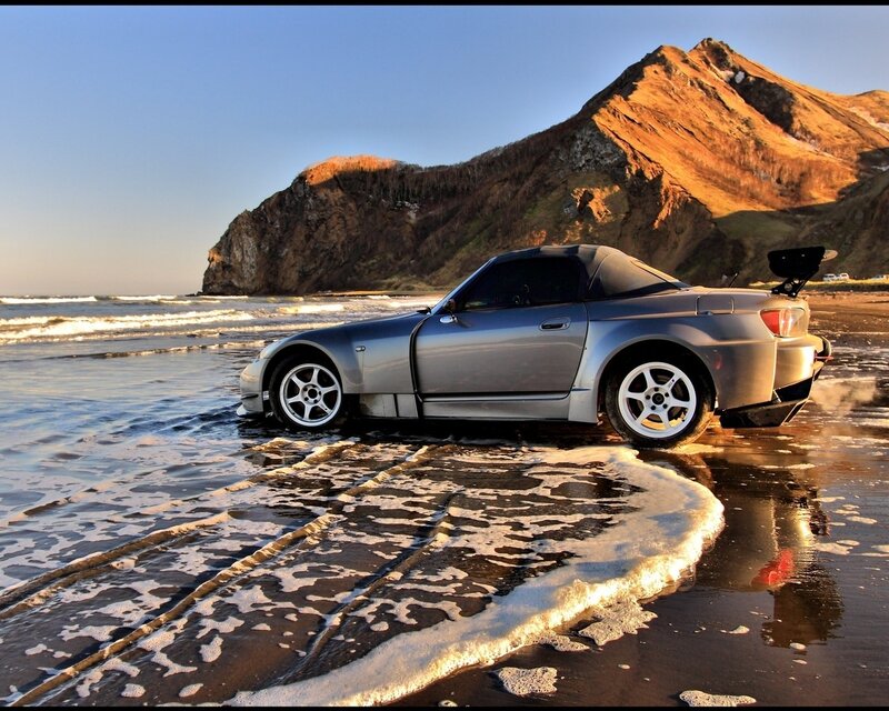 Silver Convertible Car — Gray, Dramatic, Sunset, Photograph