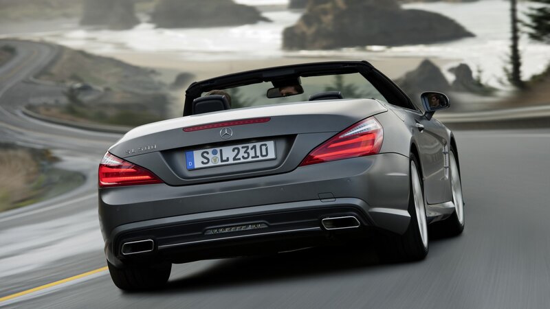 Silver Convertible Car — Gray, Dynamic, Photograph, Road