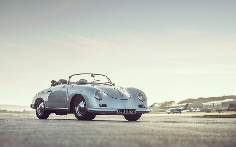 Silver Convertible Car — Gray, Serene, Afternoon, Photograph, Airplane