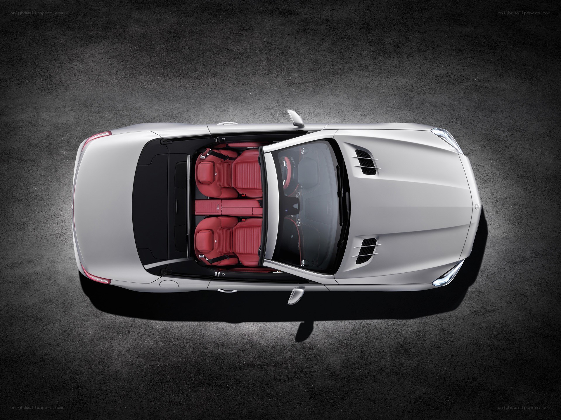 silver convertible car interior