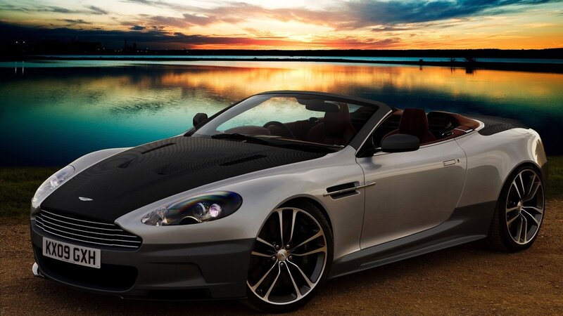 Silver Convertible Car — Lake