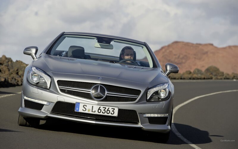 Silver Convertible Car — Mountain