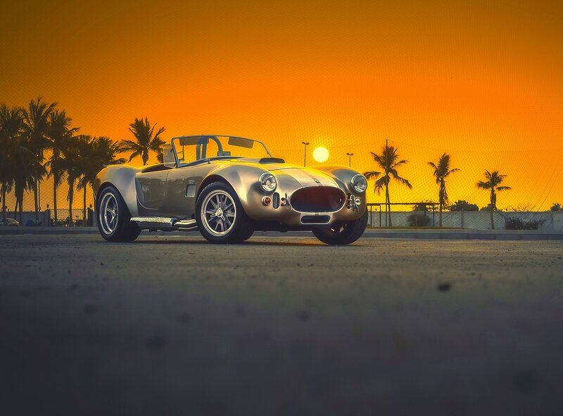 Silver Convertible Car — Orange