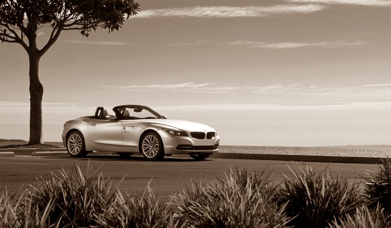 Silver Convertible Car — Sepia