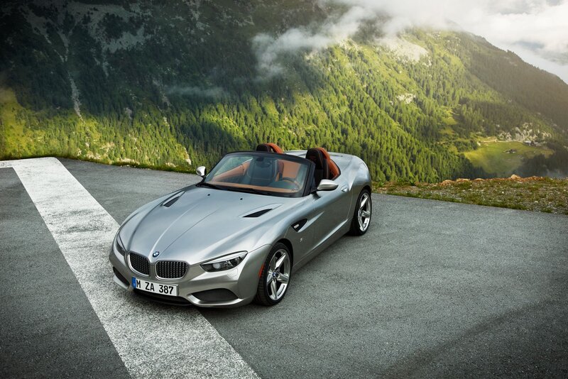 Silver Convertible Car — Serene, Afternoon, Photograph, Mountain, Road, Trees, Green