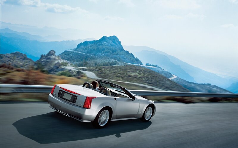 Silver Convertible Car — Serene, Afternoon, Photograph, Mountains, Road, Driver, Blue, Gray