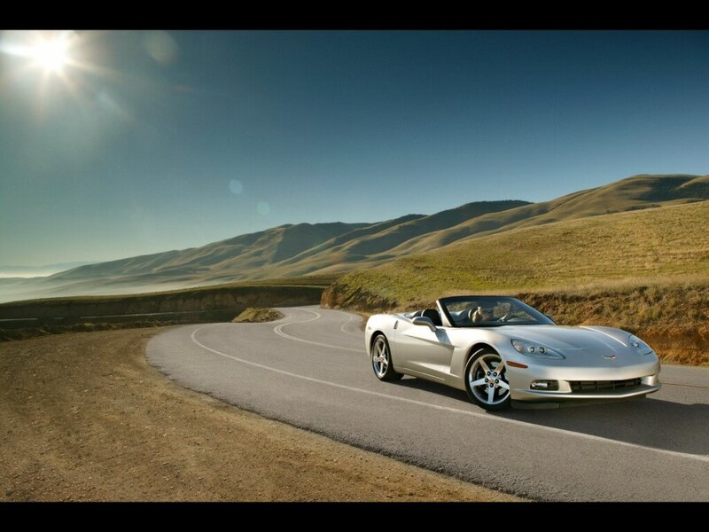Silver Convertible Car — Serene, Afternoon, Photograph, Road, Hills, Sun