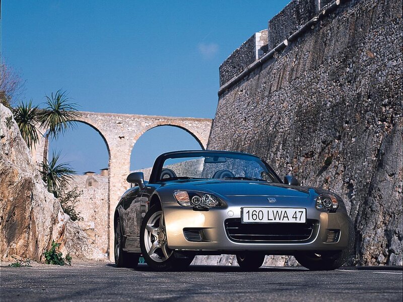 Silver Convertible Car — Serene, Afternoon, Photograph, Stone Arch Bridge