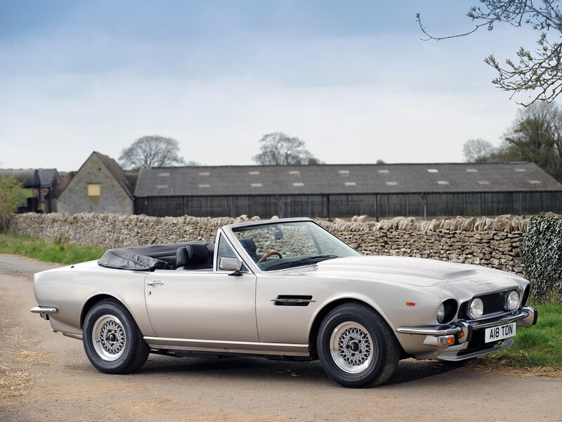 Silver Convertible Car — Serene, Spring, Photograph, Stone Wall