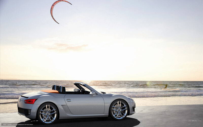 Silver Convertible Car — Serene, Sunset, 3d Render