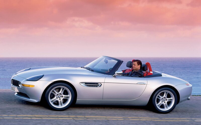 Silver Convertible Car — Serene, Sunset, Photograph, Man