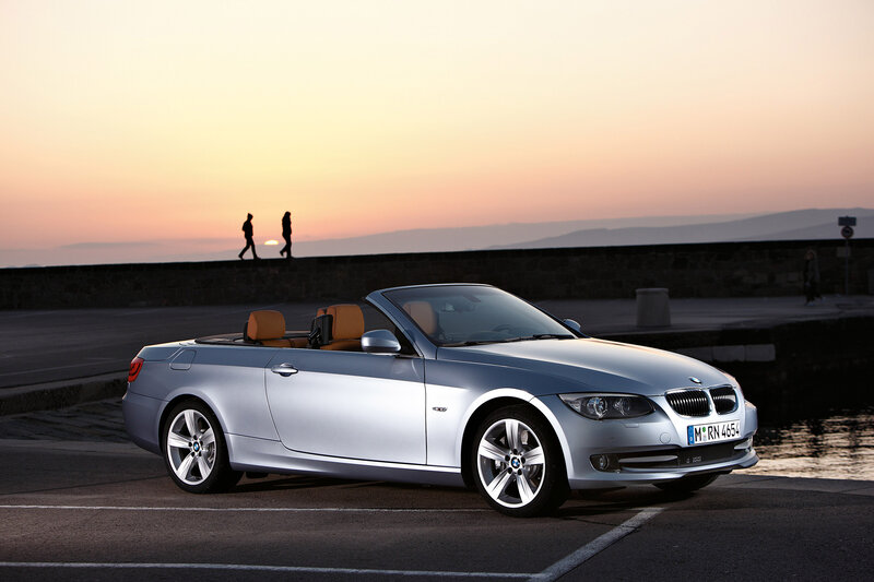 Silver Convertible Car — Serene, Sunset, Photograph, People, Sea Wall