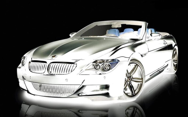 Silver Convertible Car — White, Dramatic, Digital Art