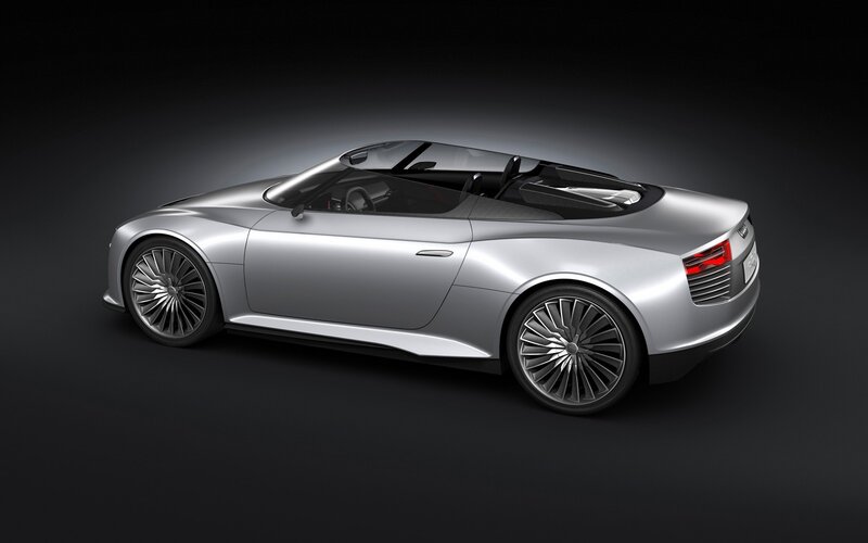 Silver Convertible Concept Car — Dramatic, 3d Render, Wheel