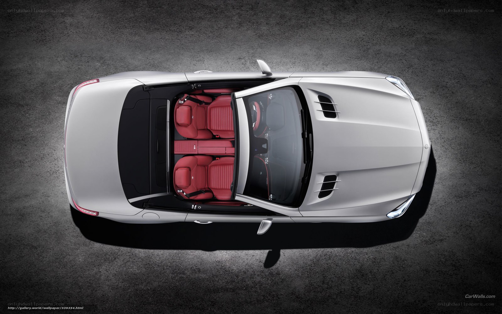 silver convertible from above