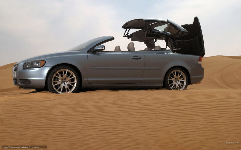 silver convertible in desert