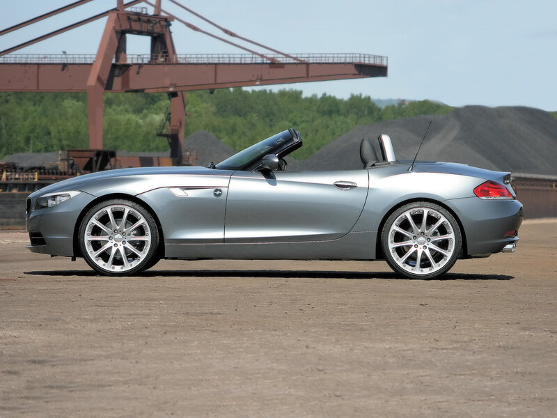 Silver convertible sports car