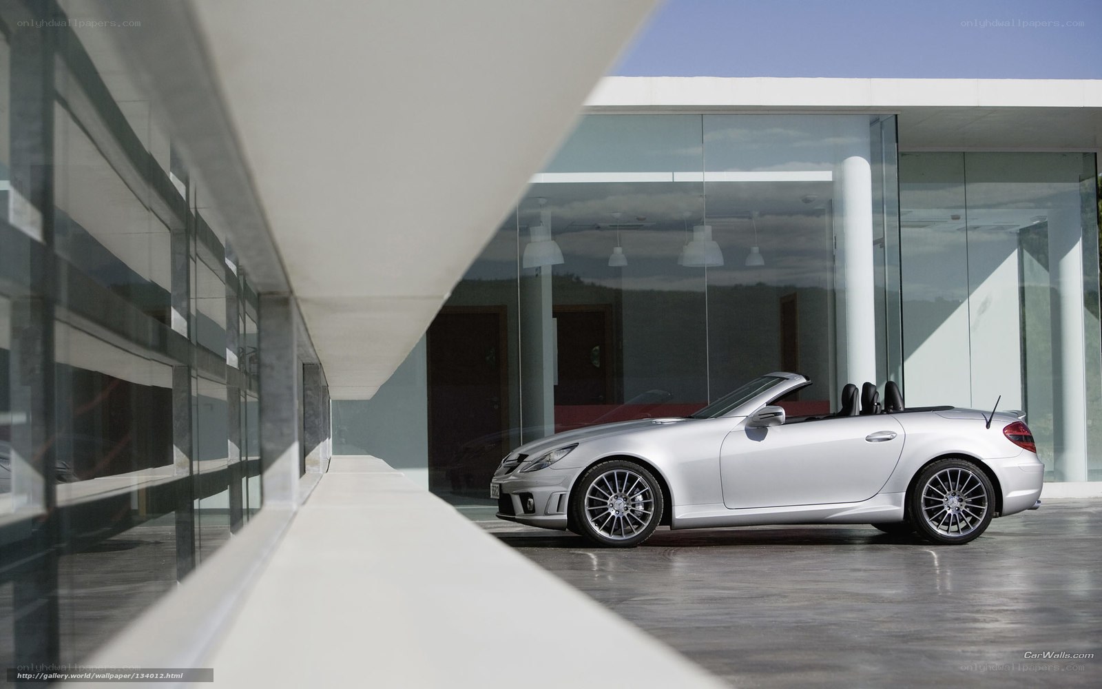 Silver convertible sports car