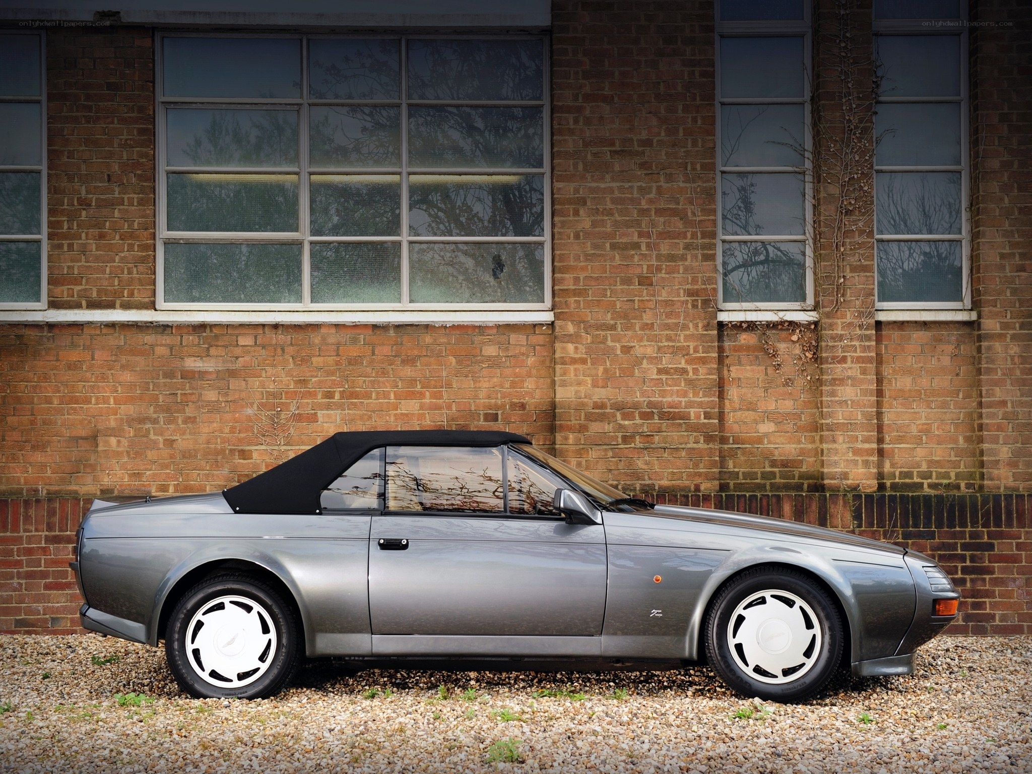 Silver convertible sports car