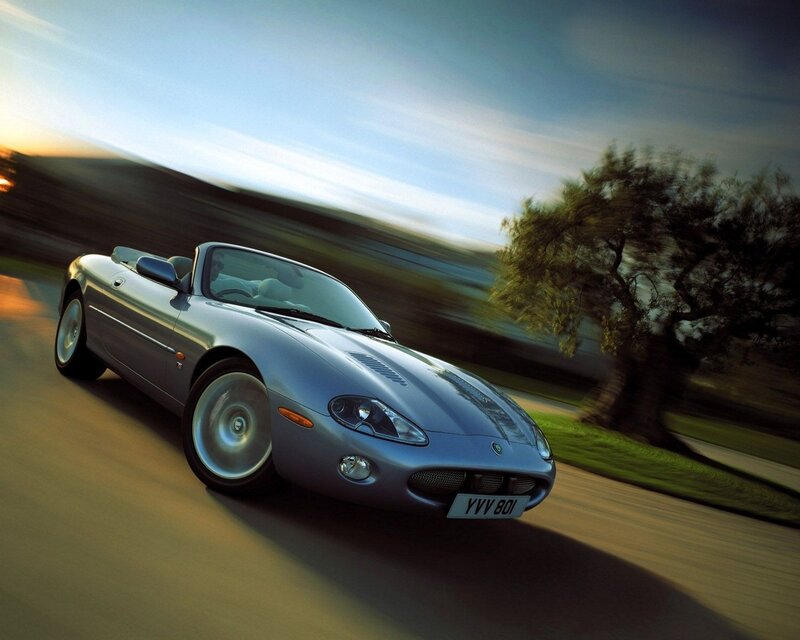 Silver convertible sports car