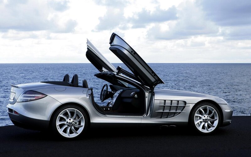 Silver convertible sports car