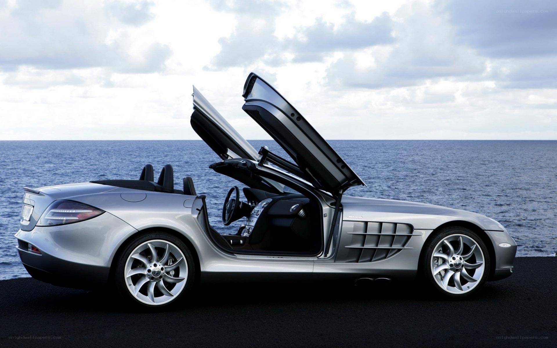 Silver convertible sports car