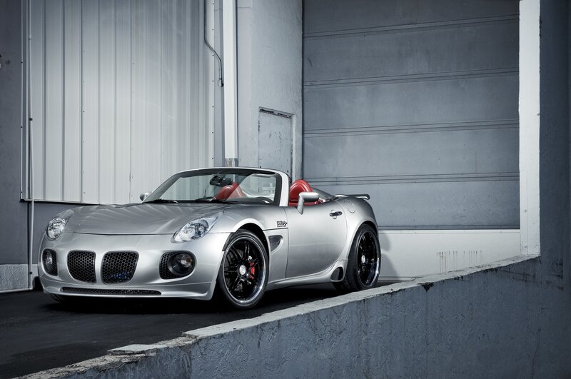 Silver convertible sports car