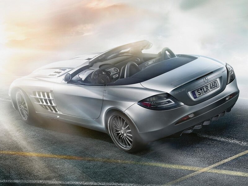 Silver Convertible Sports Car — Dramatic, Sunset, Photograph, Road, Sky
