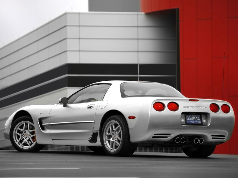 Silver Corvette C5 parked
