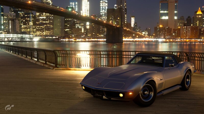 Silver Corvette Car — Gray, Serene, Night