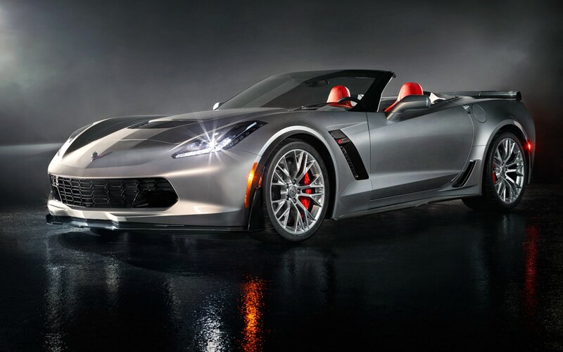 Silver Corvette Convertible — Dramatic, Night, Photograph