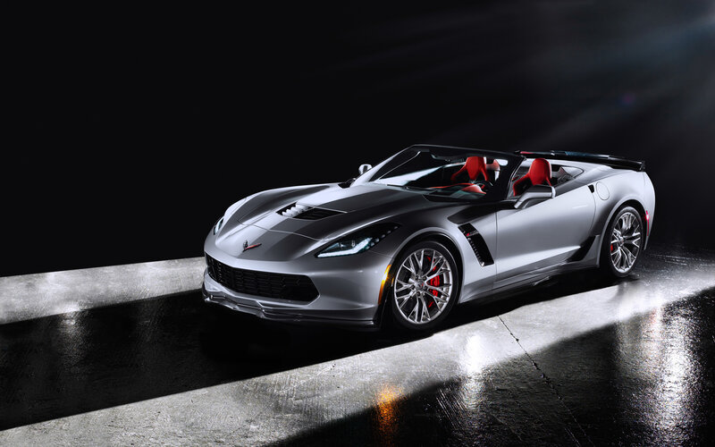 Silver Corvette Convertible — Dramatic, Night