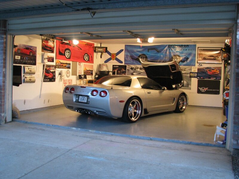 Silver Corvette in Garage