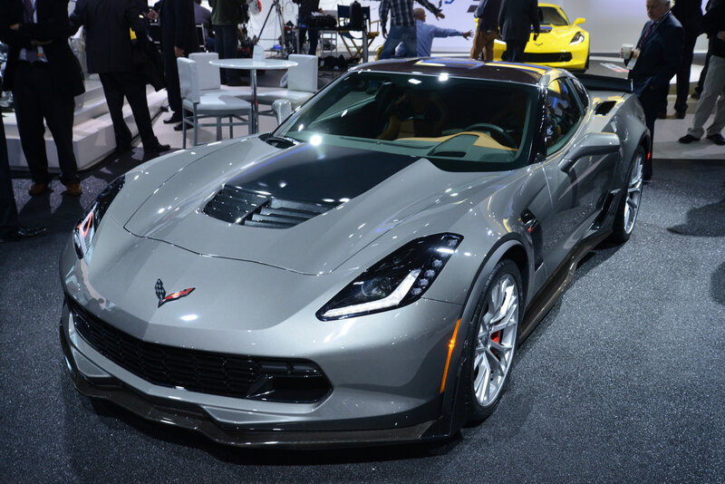 Silver Corvette on display