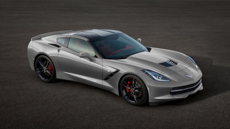 silver corvette sports car