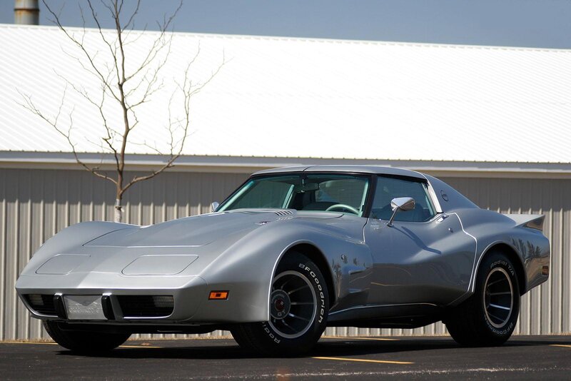 Silver Corvette sports car