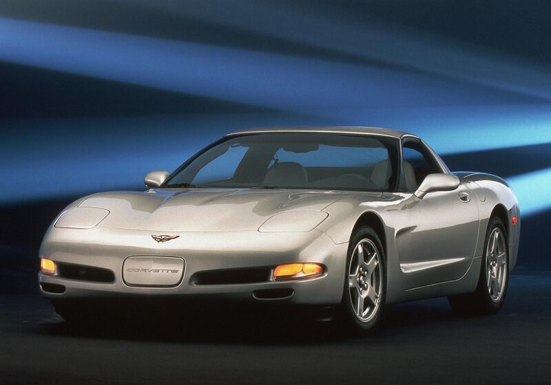 Silver Corvette Sports Car — Dramatic, Photograph, Headlights