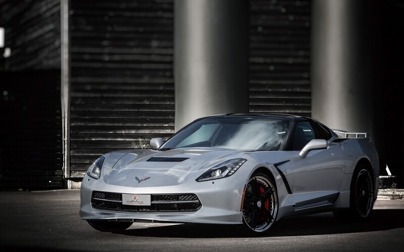 Silver Corvette Sports Car — Dramatic, Photograph