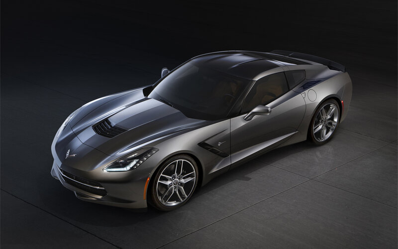 Silver Corvette Sports Car — Gray, Dramatic, Photograph