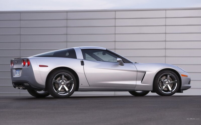 Silver Corvette Sports Car — Neutral, Photograph, Wall, Road, Gray