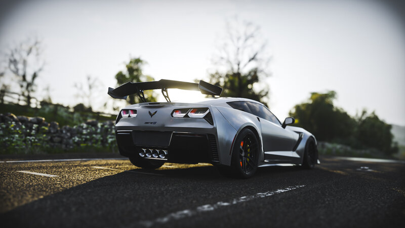 Silver Corvette Zr1 — Gray, Dramatic, Sunset