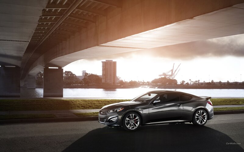 Silver Coupe under Bridge — Gray