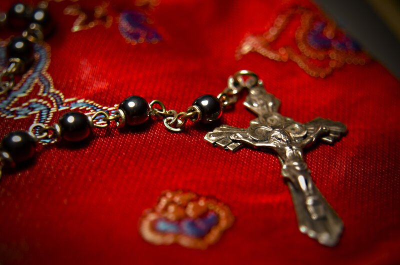 Silver Crucifix on Rosary